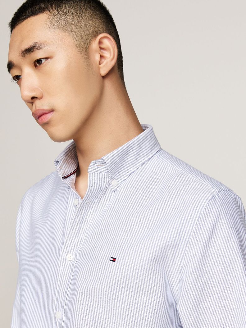 Camisa Heritage De Rayas Regular Fit Celeste Tommy Hilfiger-3