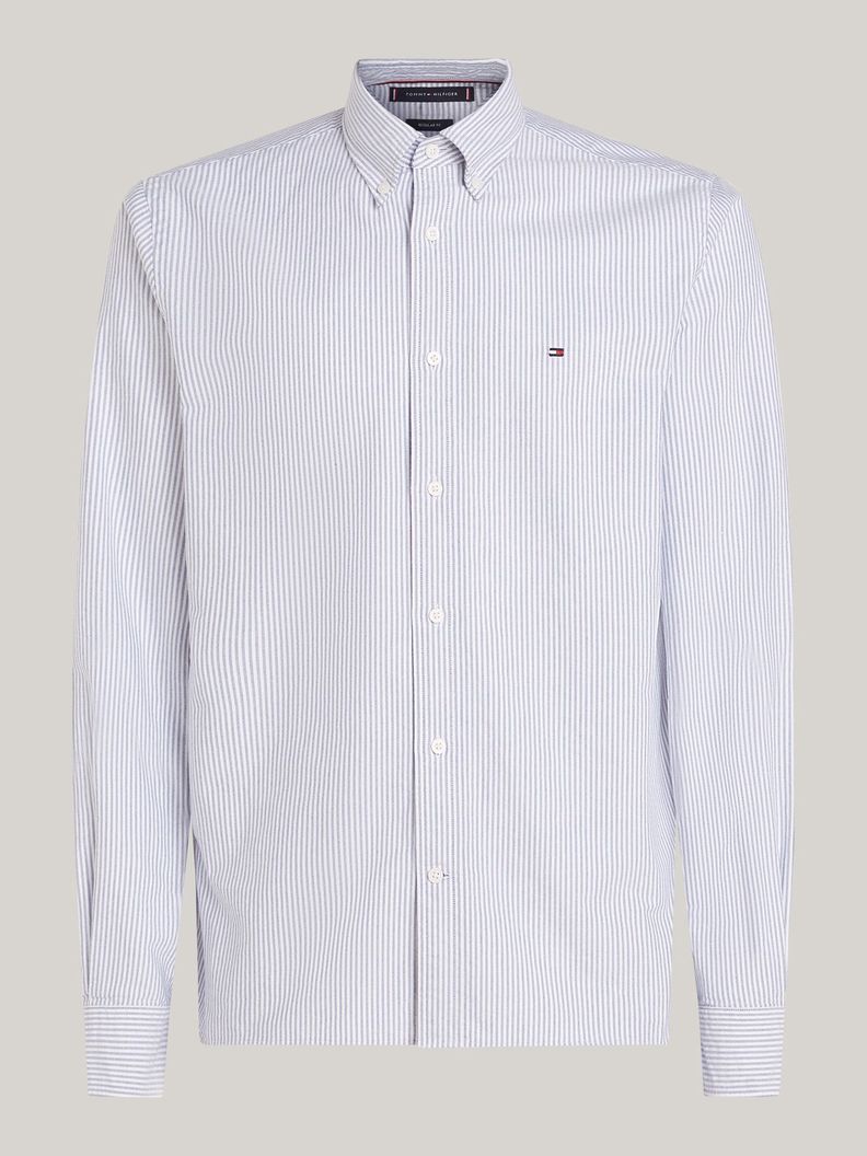 Camisa Heritage De Rayas Regular Fit Celeste Tommy Hilfiger-4