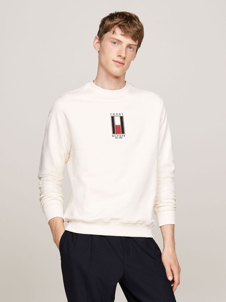 Polerón Con Logo Vertical Bordado Blanco Tommy Hilfiger-0