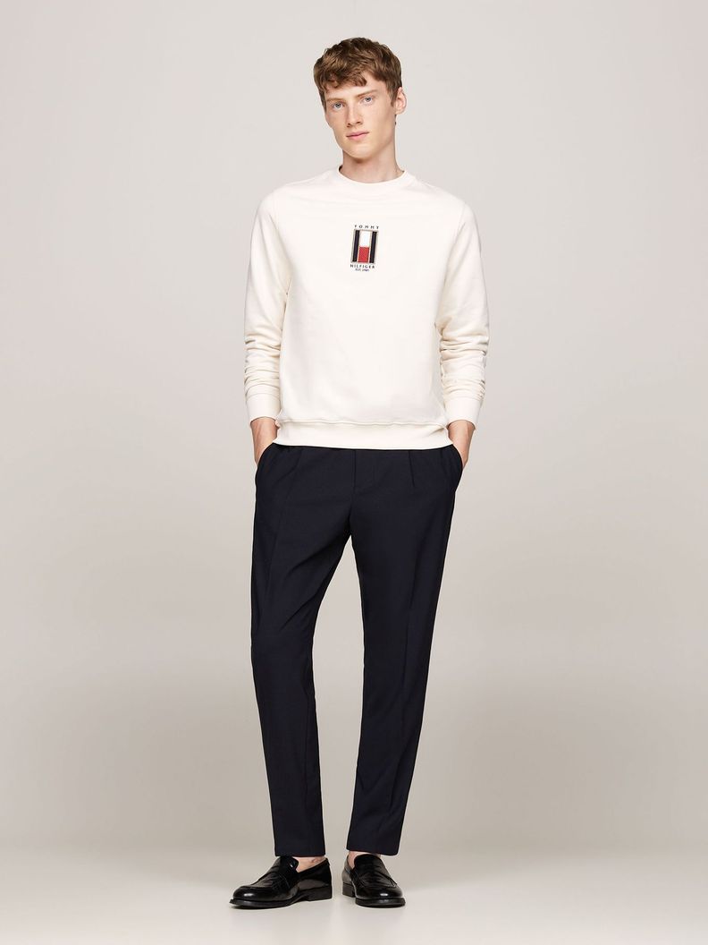 Polerón Con Logo Vertical Bordado Blanco Tommy Hilfiger-1