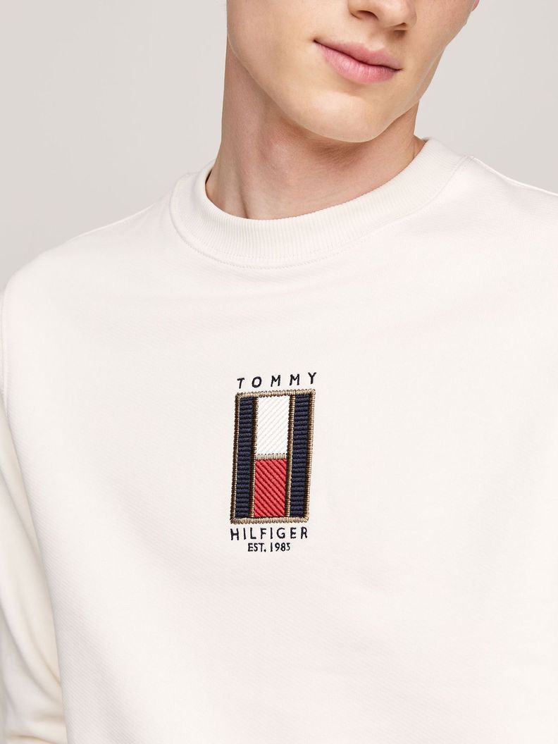 Polerón Con Logo Vertical Bordado Blanco Tommy Hilfiger-3