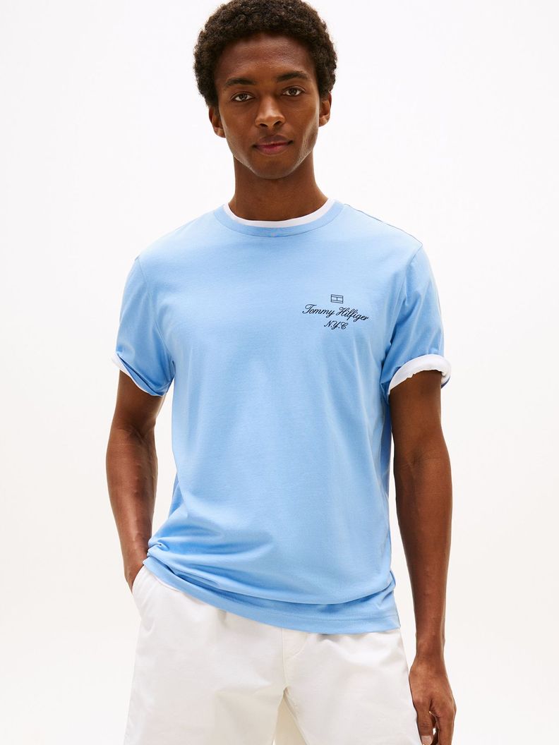 Polera Con Logo Flag Regular Fit Celeste S