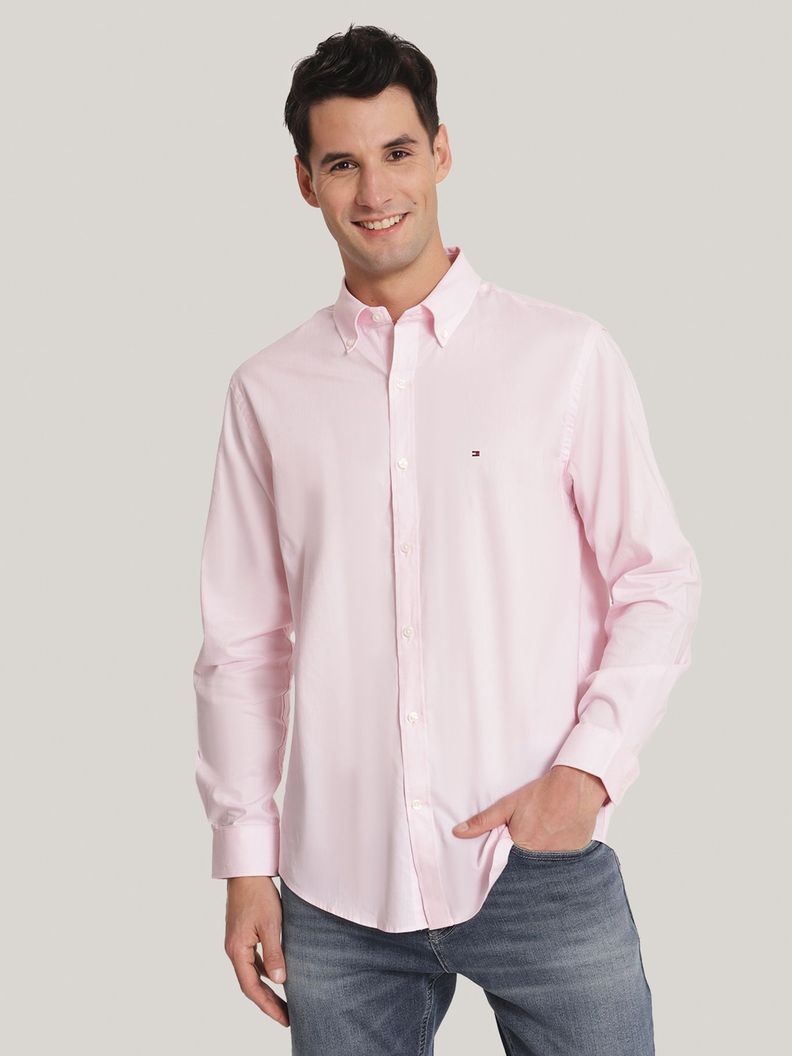 Camisa Solid Logo Slim Fit Rosado Tommy Hilfiger-0
