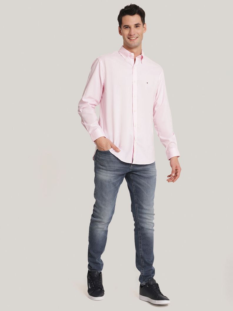 Camisa Solid Logo Slim Fit Rosado Tommy Hilfiger-1