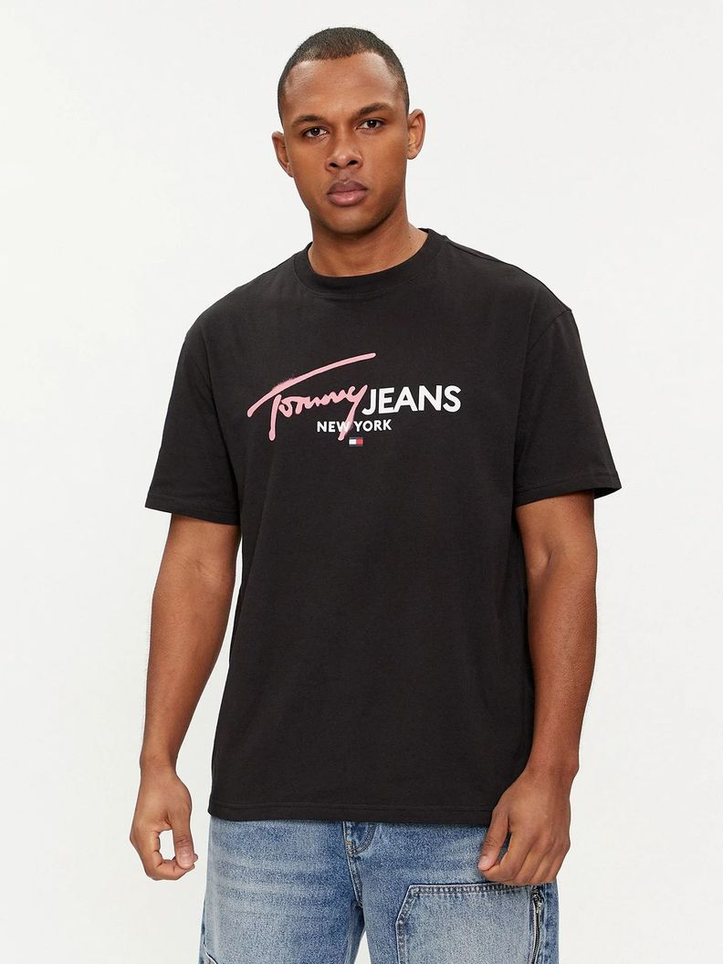Polera Spray Logo Regular Fit Negro Tommy Jeans-0