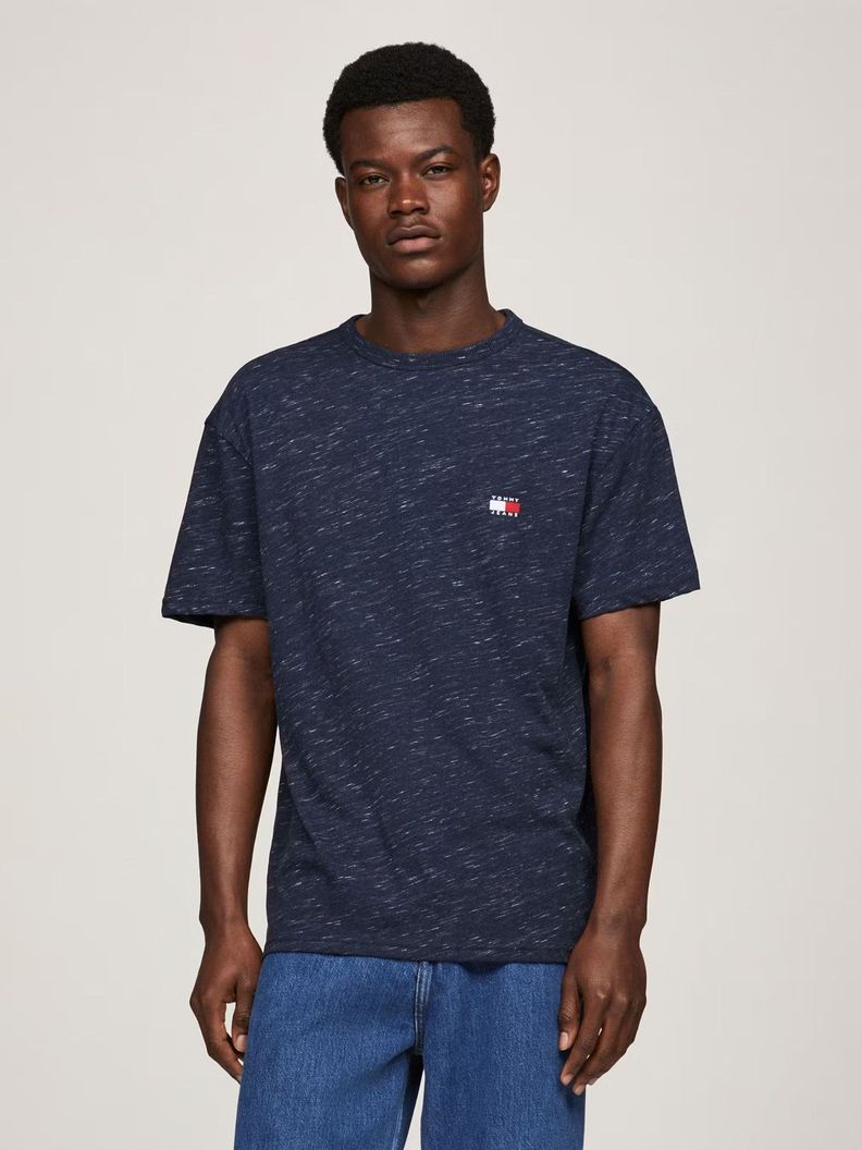 Polera Jaspeada Logo Regular Fit Azul Tommy Hilfiger-0