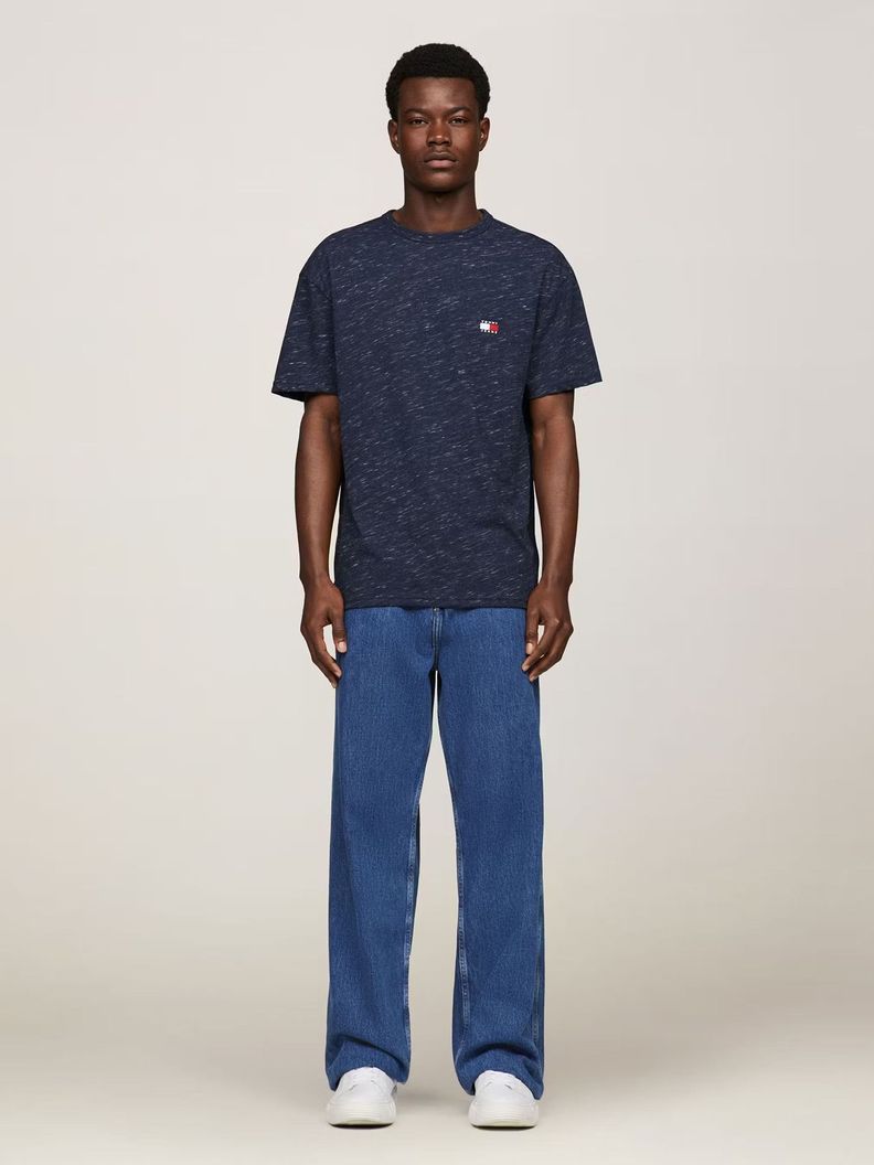 Polera Jaspeada Logo Regular Fit Azul Tommy Hilfiger-1