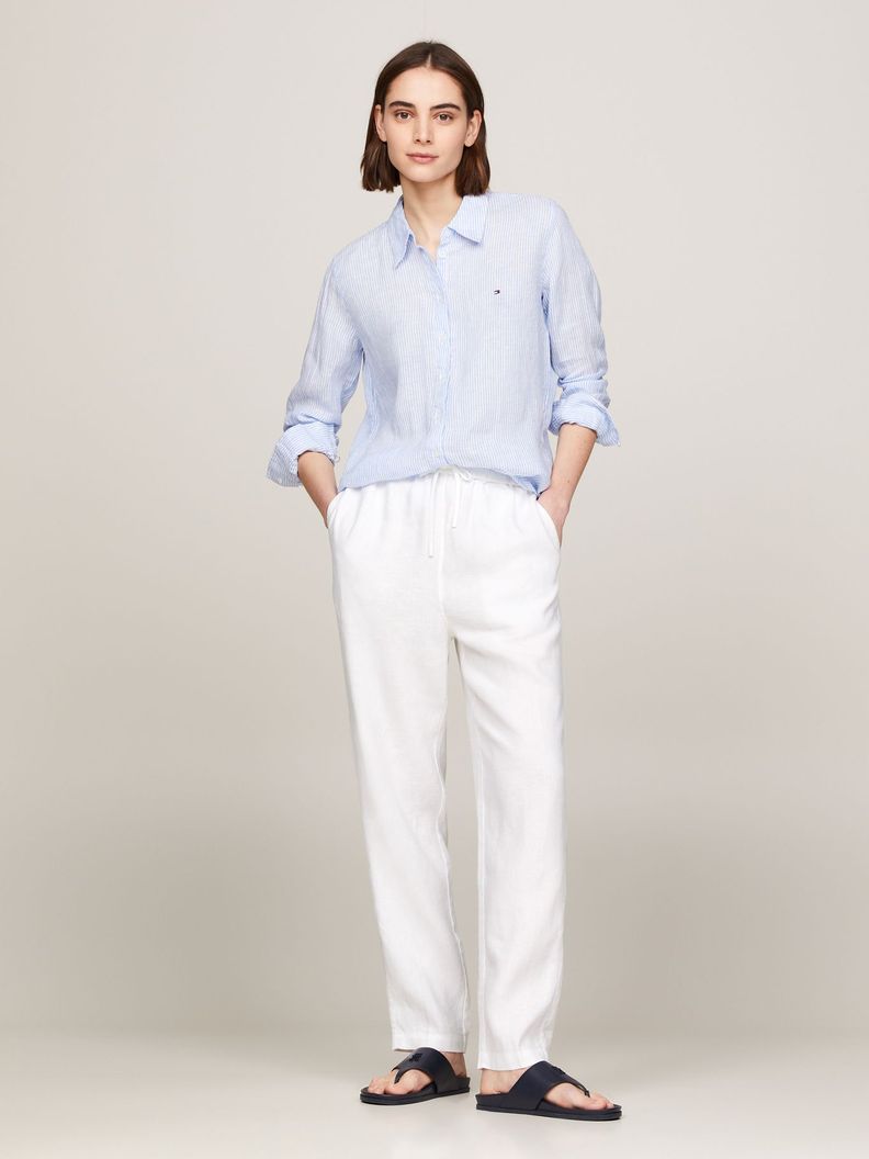 Pantalón Casual Cónico Con Cordón Blanco Tommy Hilfiger-0