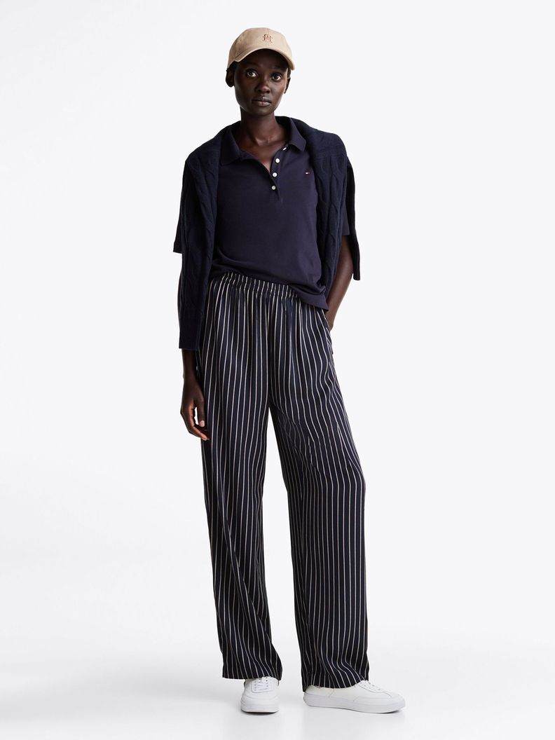 Pantalón De Rayas Con Corte Amplio Azul Tommy Hilfiger-0