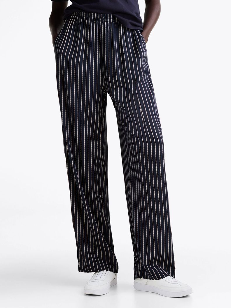 Pantalón De Rayas Con Corte Amplio Azul Tommy Hilfiger-1