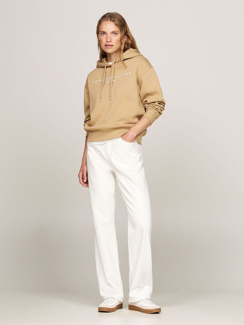 Polerón Hoodie y Logo Bordado Beige Tommy Hilfiger-1