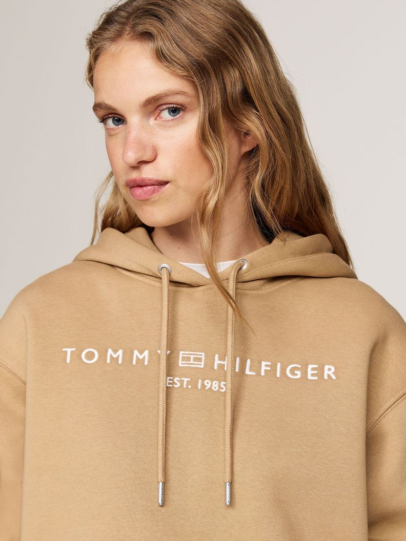 Polerón Hoodie y Logo Bordado Beige Tommy Hilfiger-3