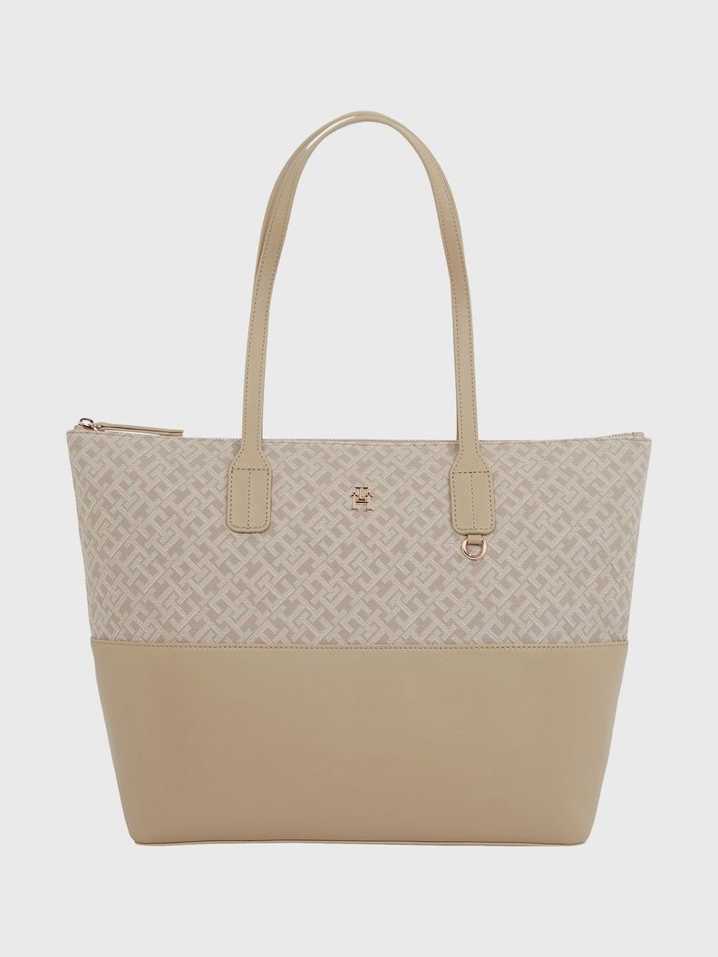 Tote Jacquard Con Monogram Beige Tommy Hilfiger-0
