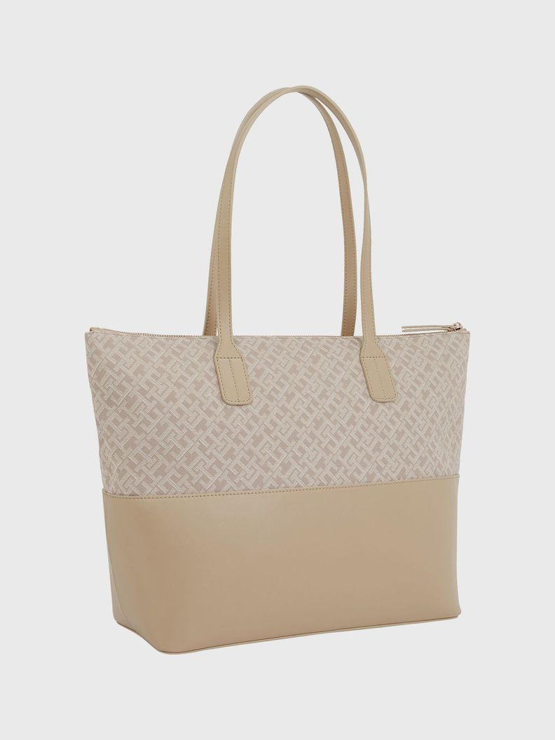 Tote Jacquard Con Monogram Beige Tommy Hilfiger-1