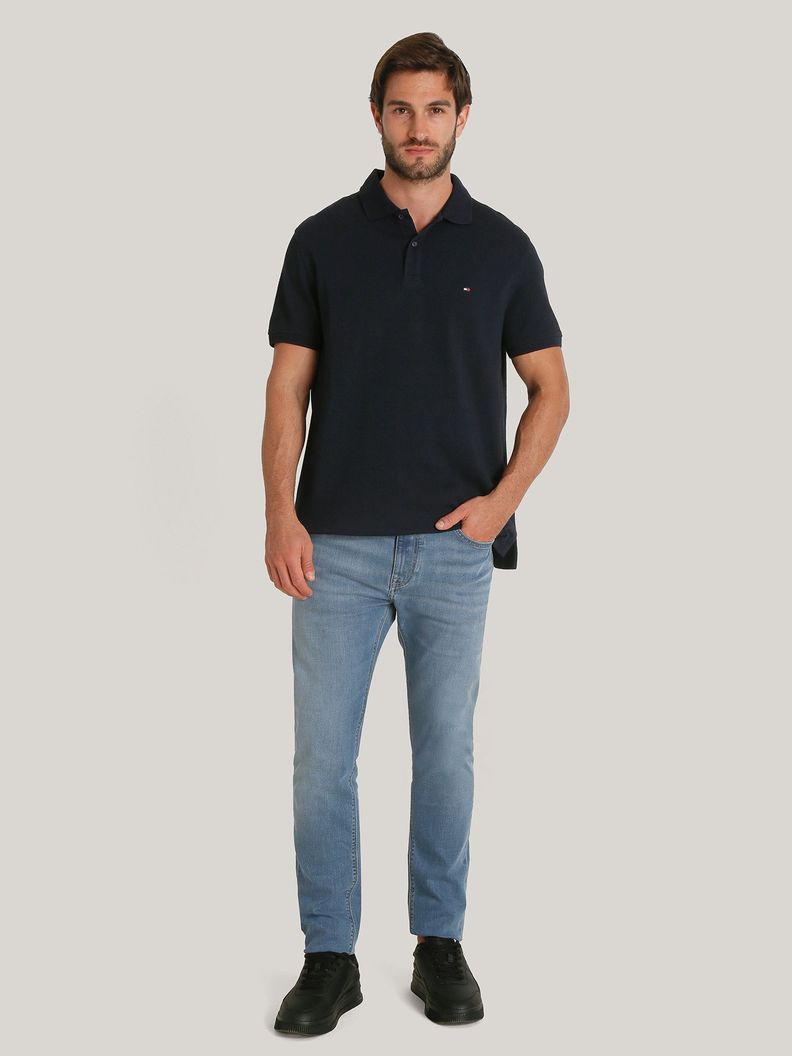 Polo Waffle Con Logo Regular Fit Azul Tommy Hilfiger-1