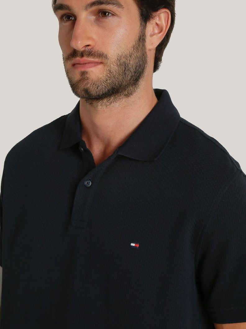 Polo Waffle Con Logo Regular Fit Azul Tommy Hilfiger-3