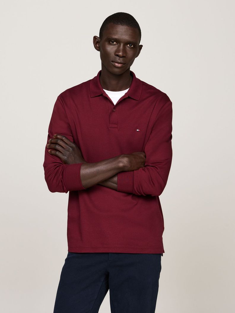 Polo Liquid Cotton Con Logo Burdeo Tommy Hilfiger-0