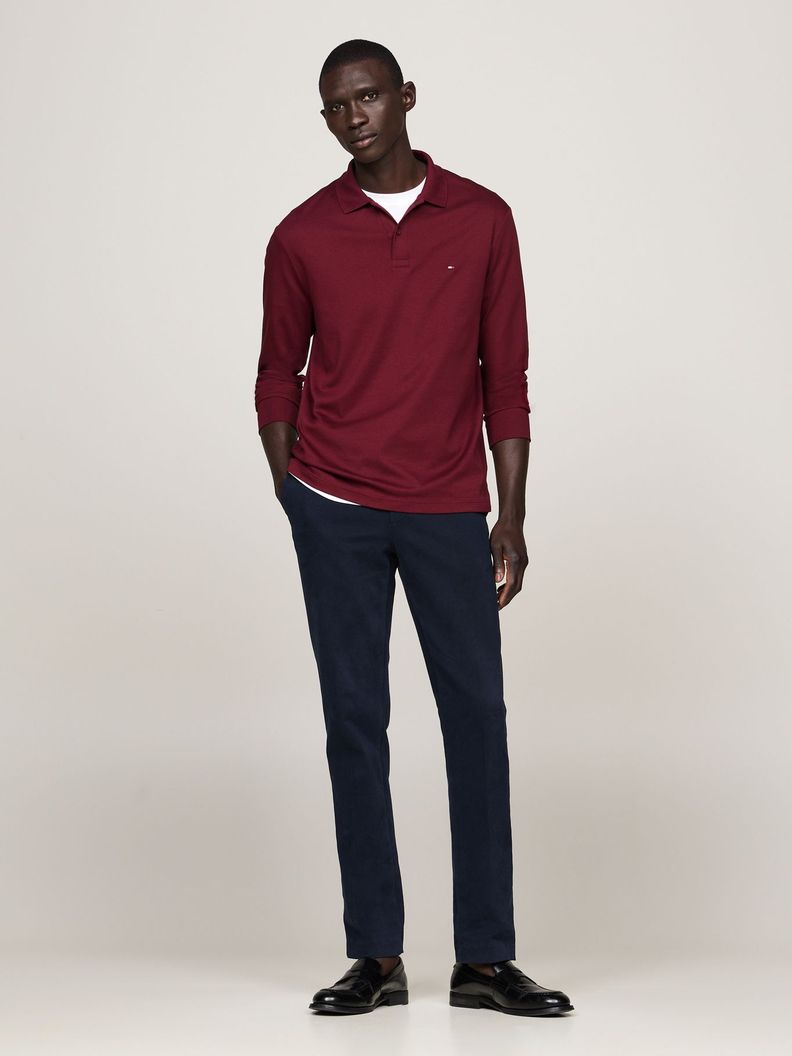 Polo Liquid Cotton Con Logo Burdeo Tommy Hilfiger-1