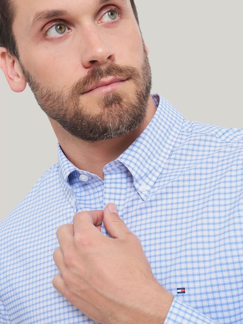 Camisa De Vestir Con Logo Celeste Tommy Hilfiger-1