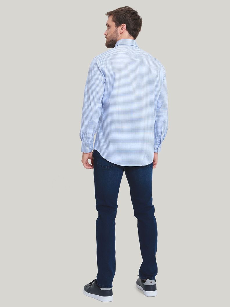 Camisa De Vestir Con Logo Celeste Tommy Hilfiger-3
