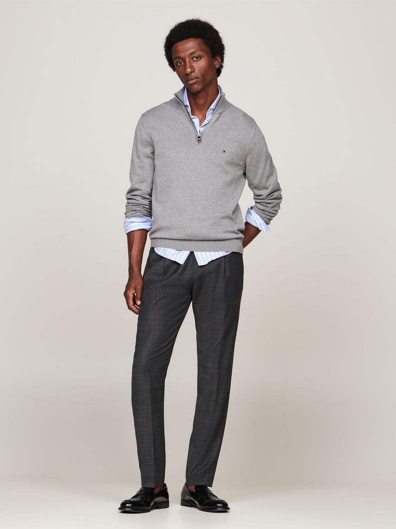 Sweater Essential Cotton Con Medio Cierre Gris Tommy Hilfiger-1