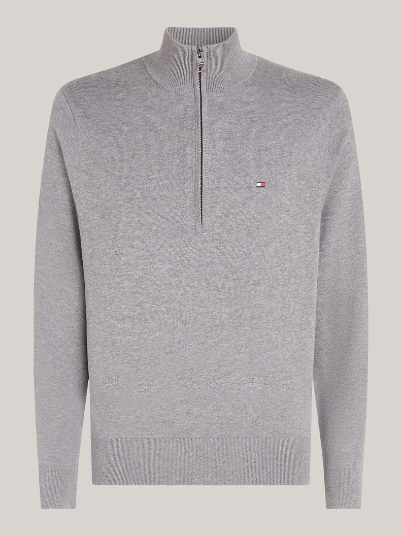 Sweater Essential Cotton Con Medio Cierre Gris Tommy Hilfiger-4