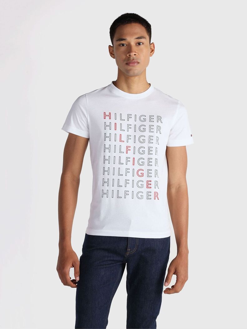 Polera Logo Repeat Blanco Tommy Hilfiger
