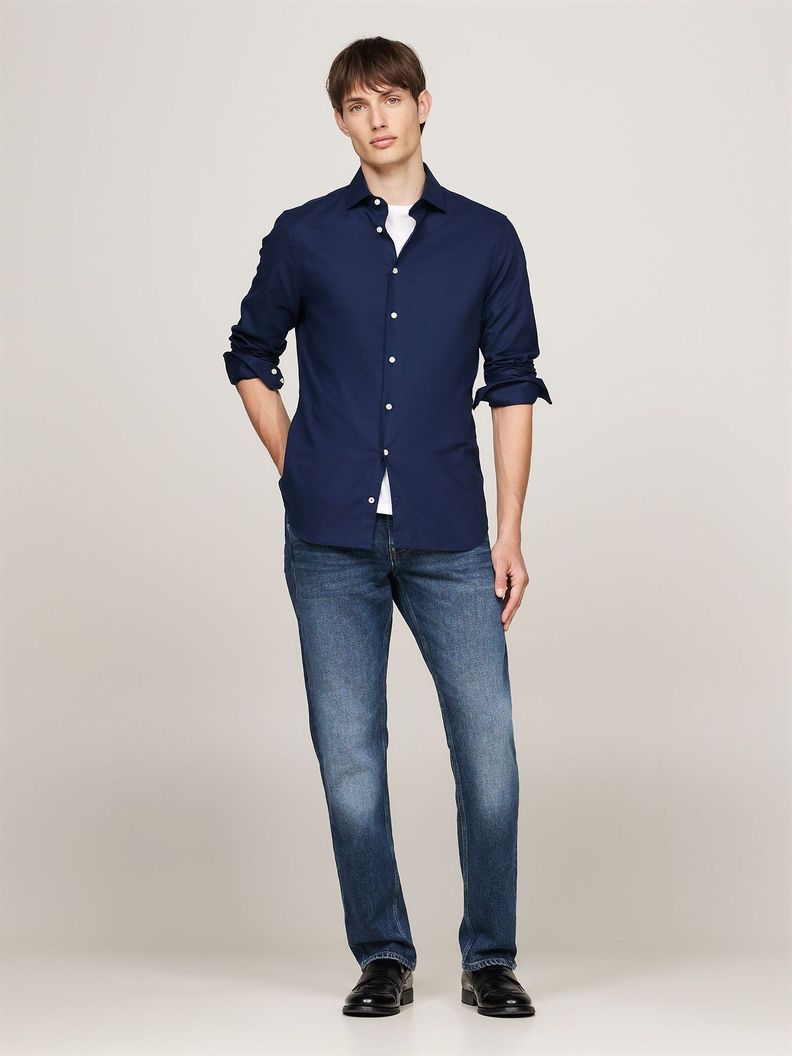 Camisa Tejido Dobby Slim Fit Azul Tommy Hilfiger-1