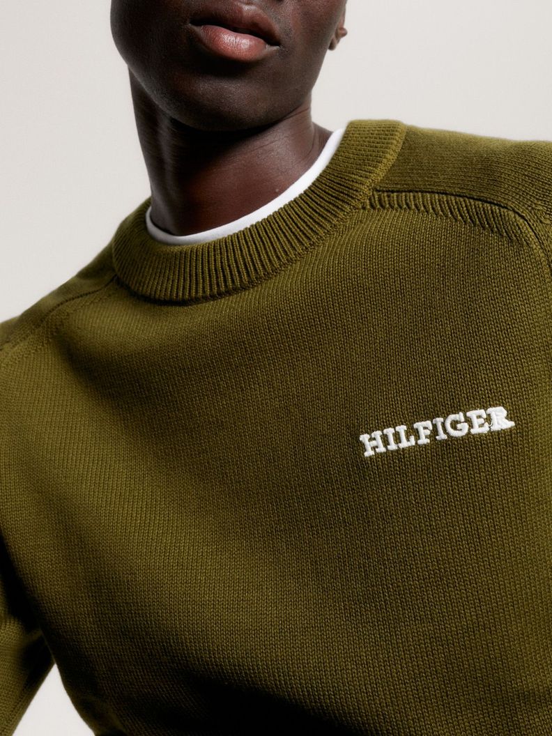 Sweater C-Neck Monotype Verde Tommy Hilfiger-3