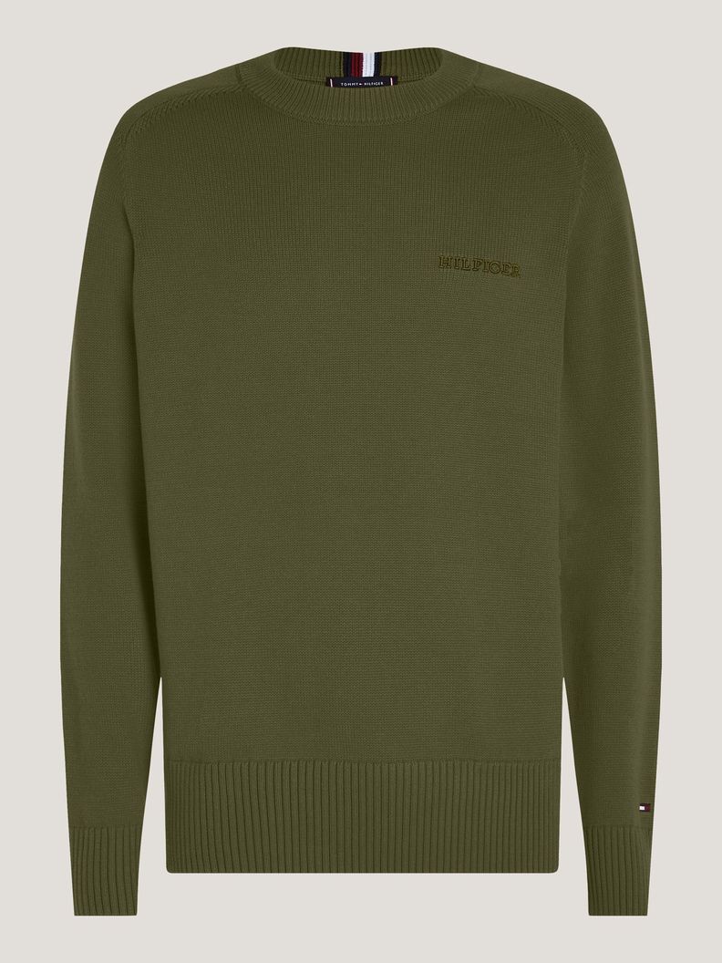 Sweater C-Neck Monotype Verde Tommy Hilfiger-4