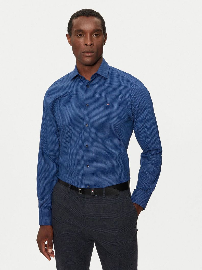 Camisa Mini Print Slim Fit Azul Tommy Hilfiger-0