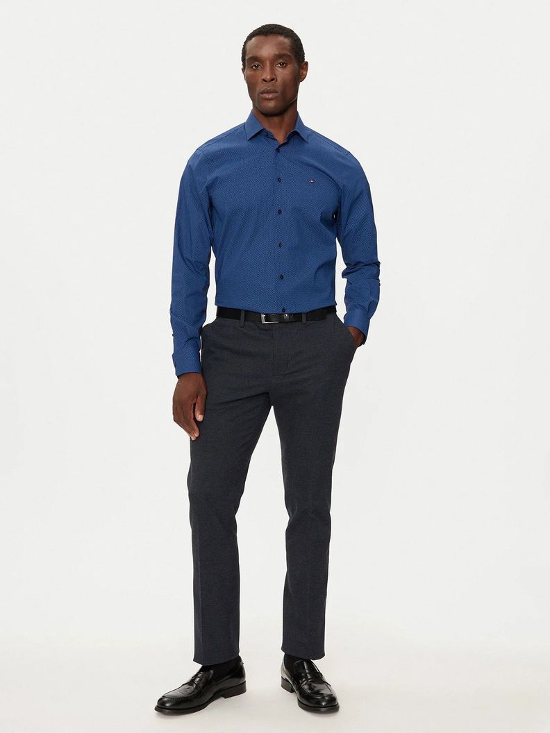 Camisa Mini Print Slim Fit Azul Tommy Hilfiger-1