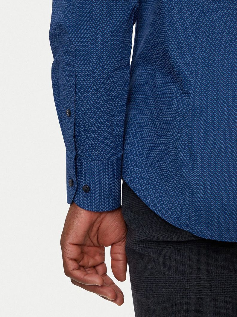 Camisa Mini Print Slim Fit Azul Tommy Hilfiger-4