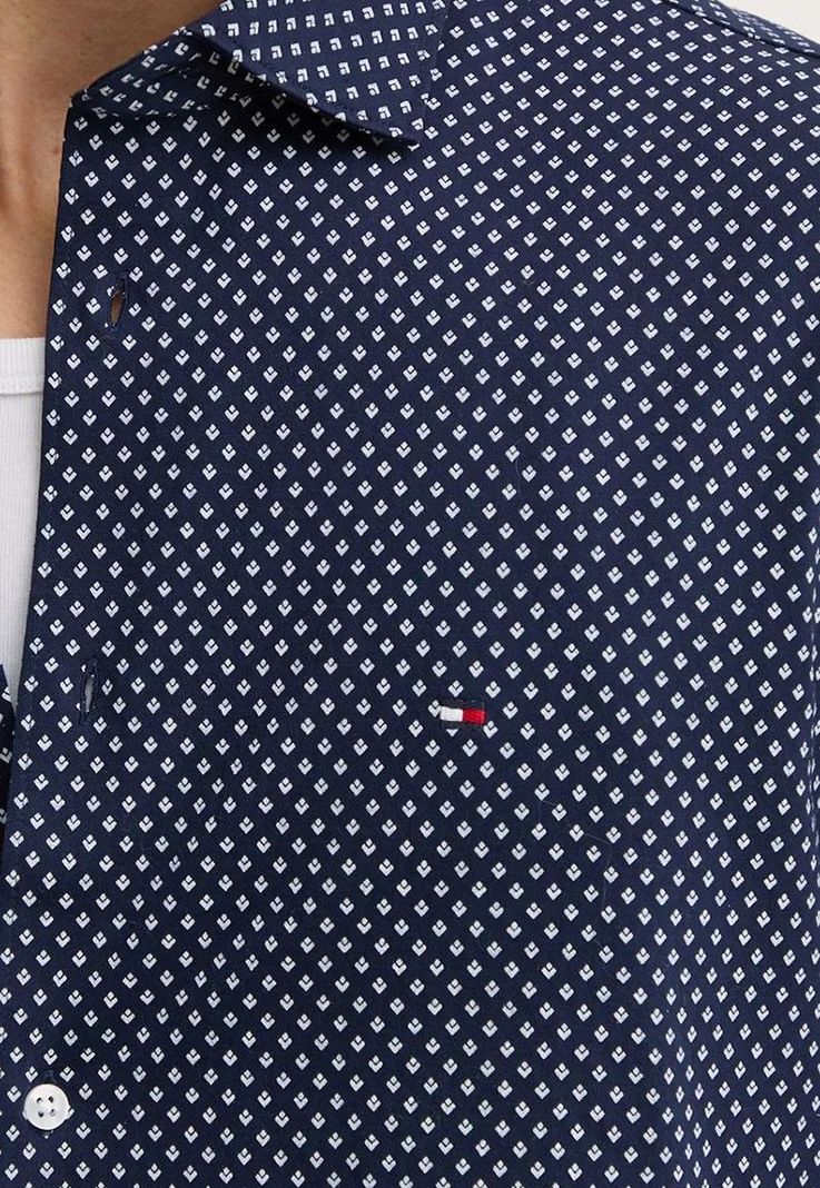 Camisa Con Micro Estampado Slim Fit Azul Tommy Hilfiger-4
