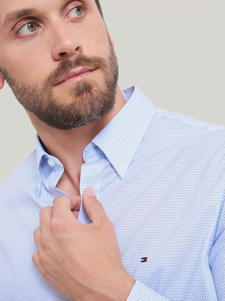 Camisa Classic Vestir Con Logo Celeste Tommy Hilfiger-1