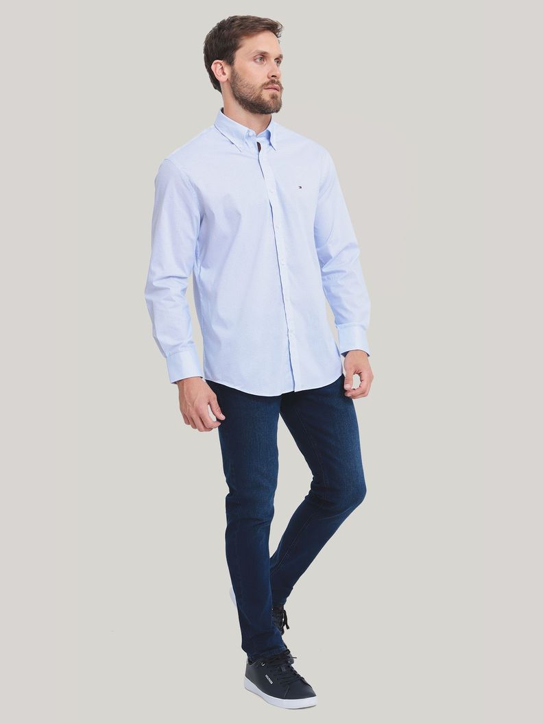 Camisa Classic Vestir Con Logo Celeste Tommy Hilfiger-2