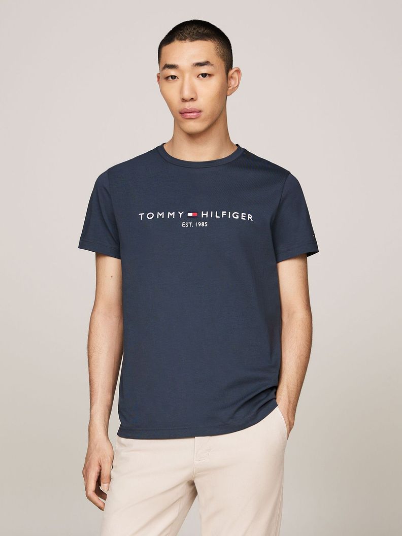 Polera Cotton Con Logo Slim-Fit Azul Tommy Hilfiger-0