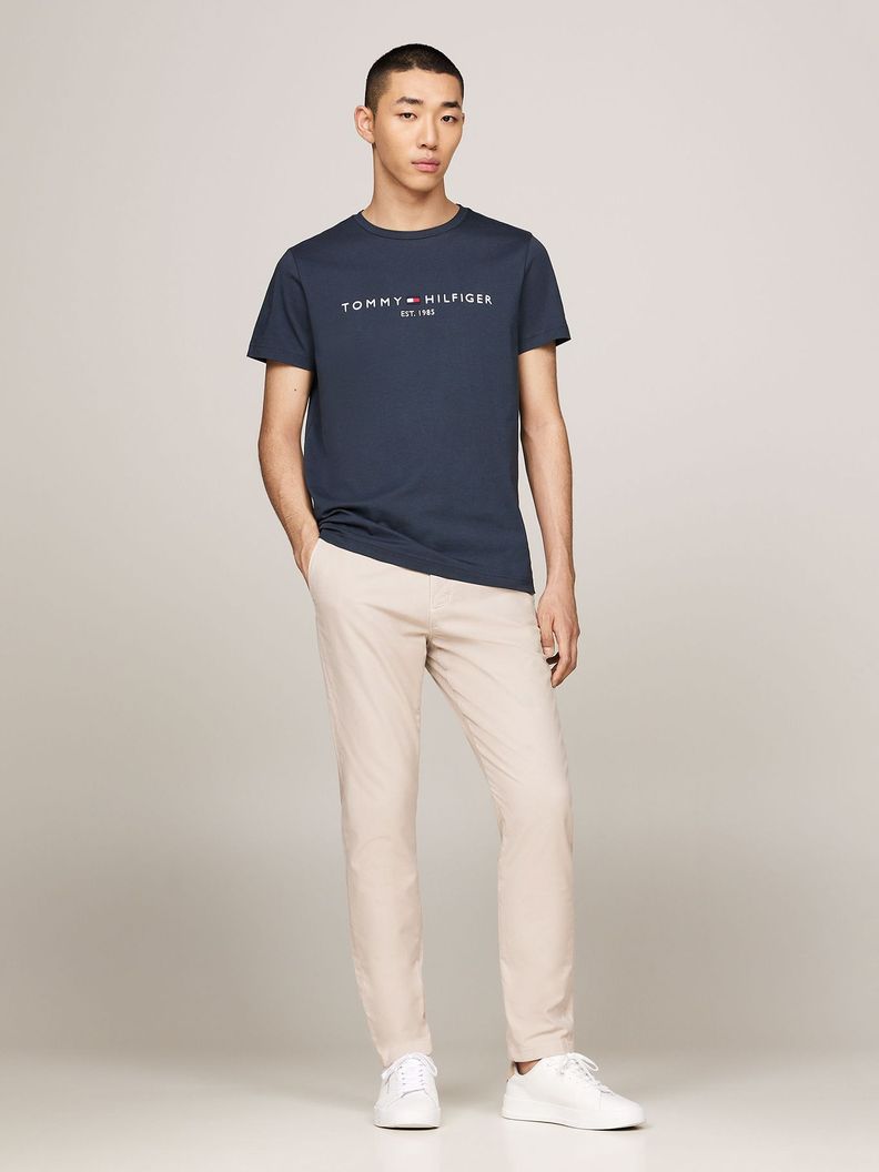 Polera Cotton Con Logo Slim-Fit Azul Tommy Hilfiger-1