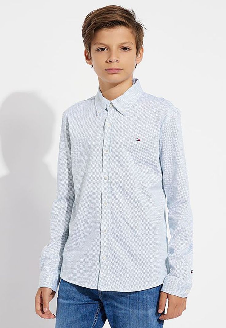 Camisa Mini Print Regular Fit Celeste Tommy Hilfiger-0