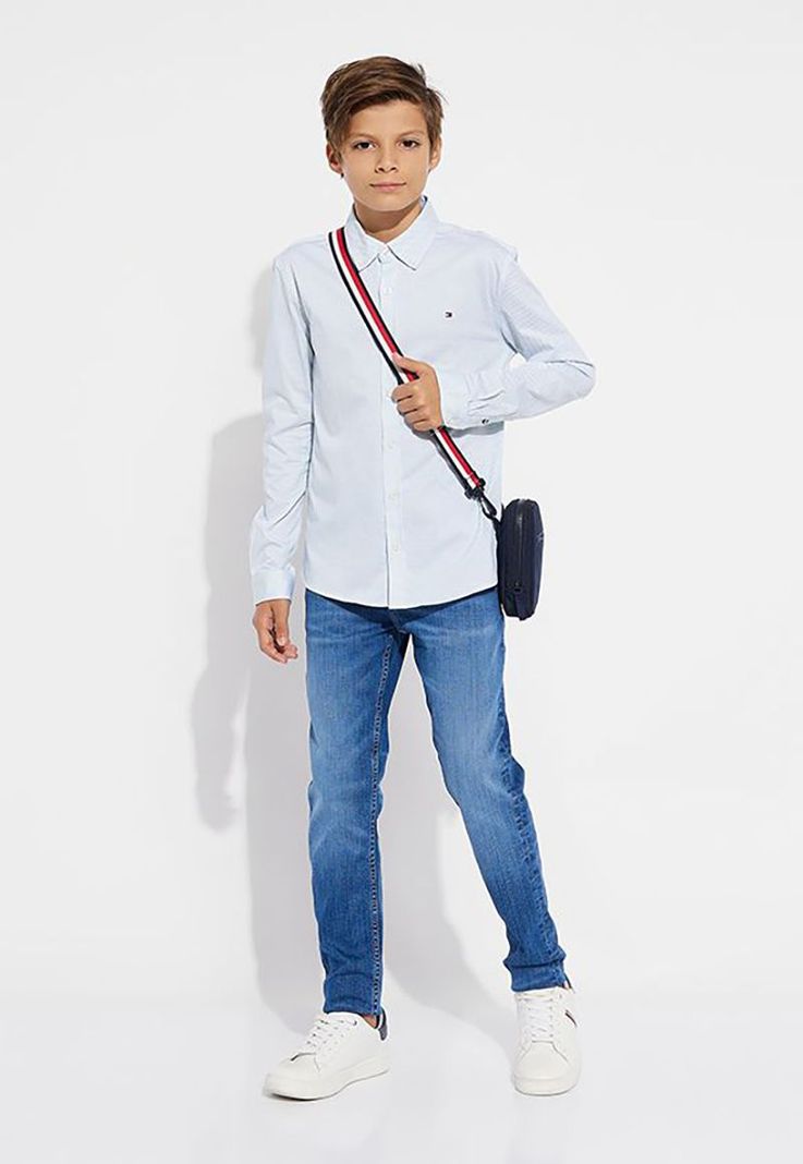 Camisa Mini Print Regular Fit Celeste Tommy Hilfiger-1