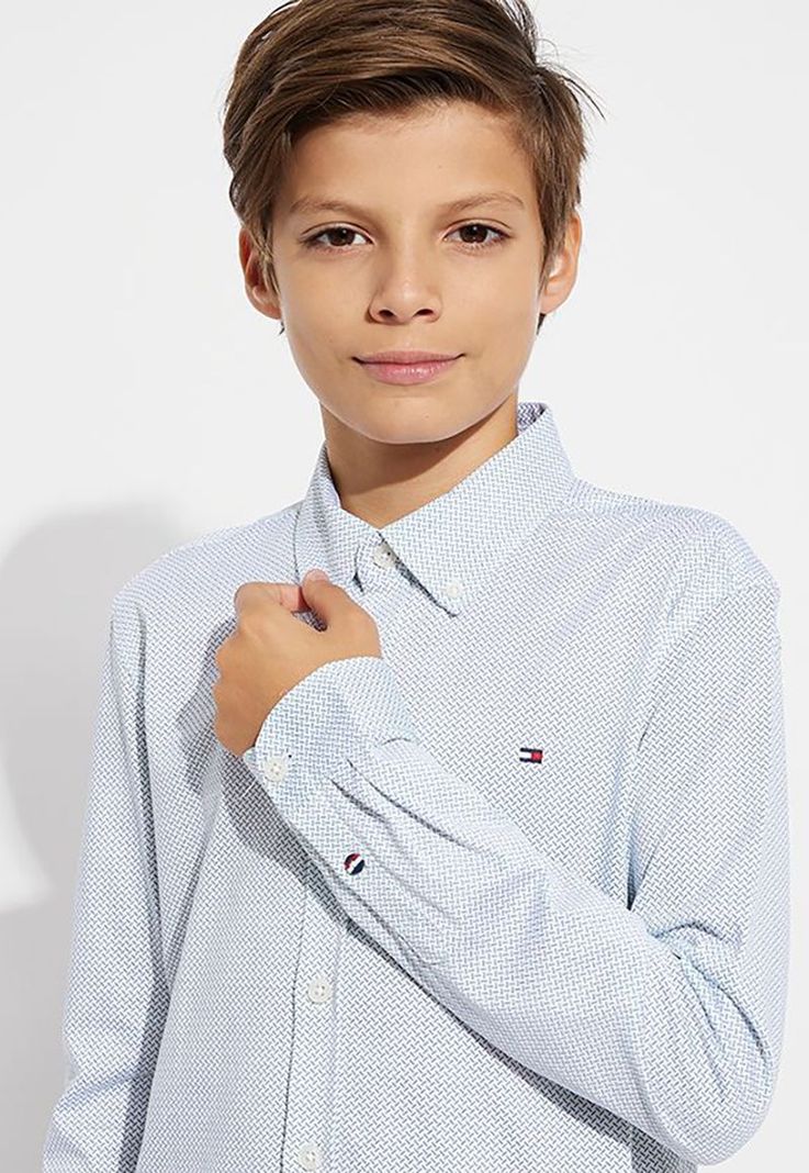 Camisa Mini Print Regular Fit Celeste Tommy Hilfiger-3