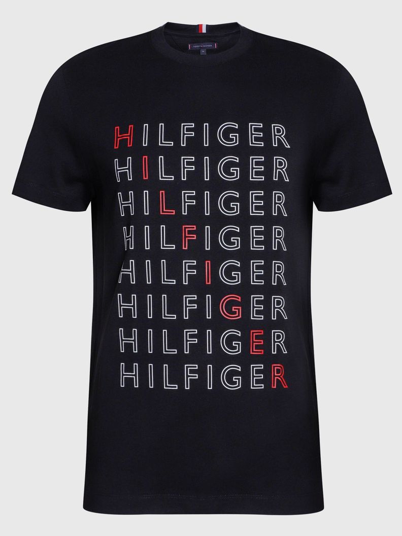 Polera Logo Repeat Negro Tommy Hilfiger