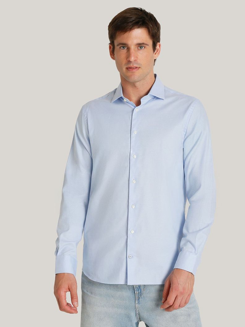 Camisa En Tejido Dobby Slim Fit Celeste Tommy Hilfiger-0