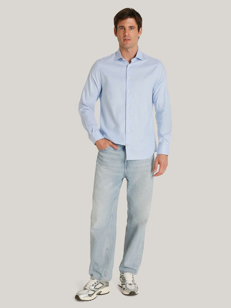 Camisa En Tejido Dobby Slim Fit Celeste Tommy Hilfiger-1
