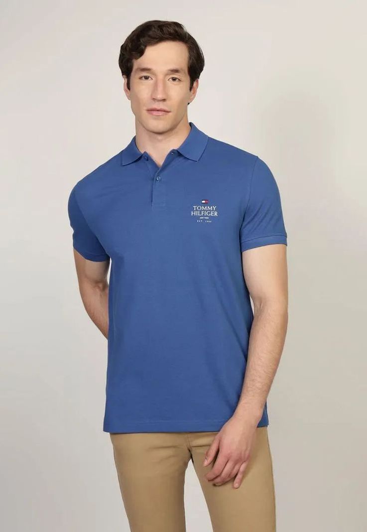 Polo Ic Stack Con Logo Regular Fit Azul Tommy Hilfiger-0