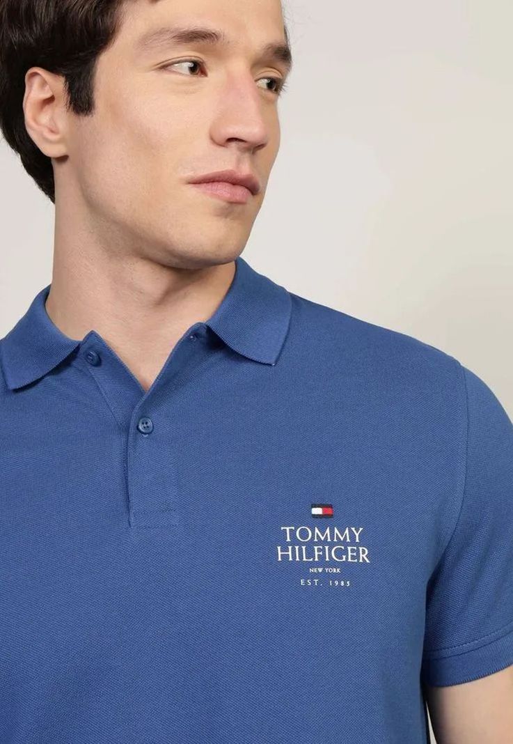 Polo Ic Stack Con Logo Regular Fit Azul Tommy Hilfiger-3