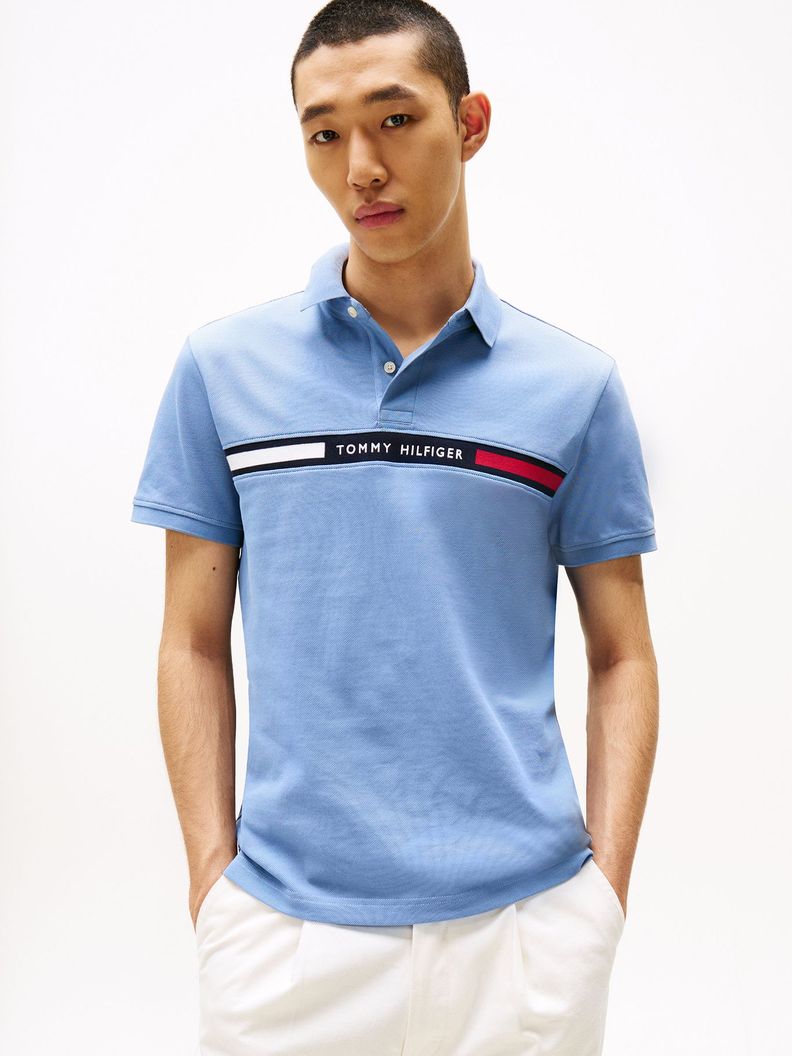 Polo Chest Insert Logo Regular Fit Celeste S