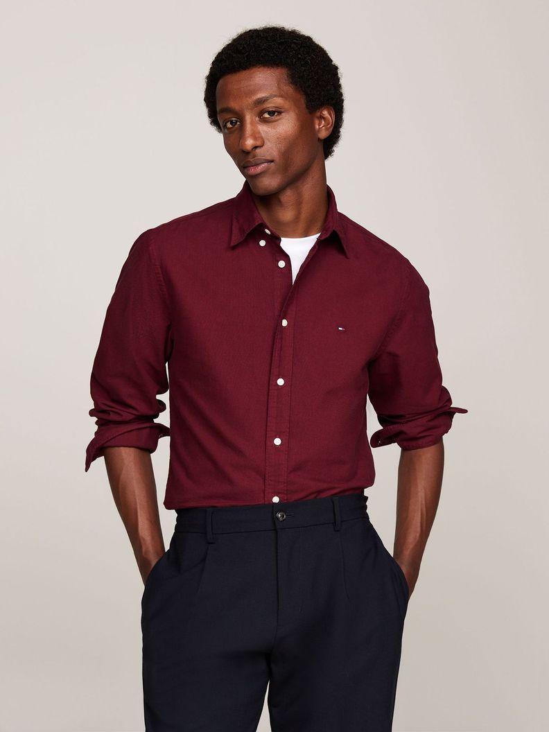 Camisa Oxford Regular Fit Burdeo Tommy Hilfiger-0