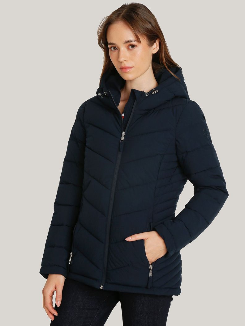 Parka Mujer Solid Acolchada Gorro Azul Tommy Hilfiger-0
