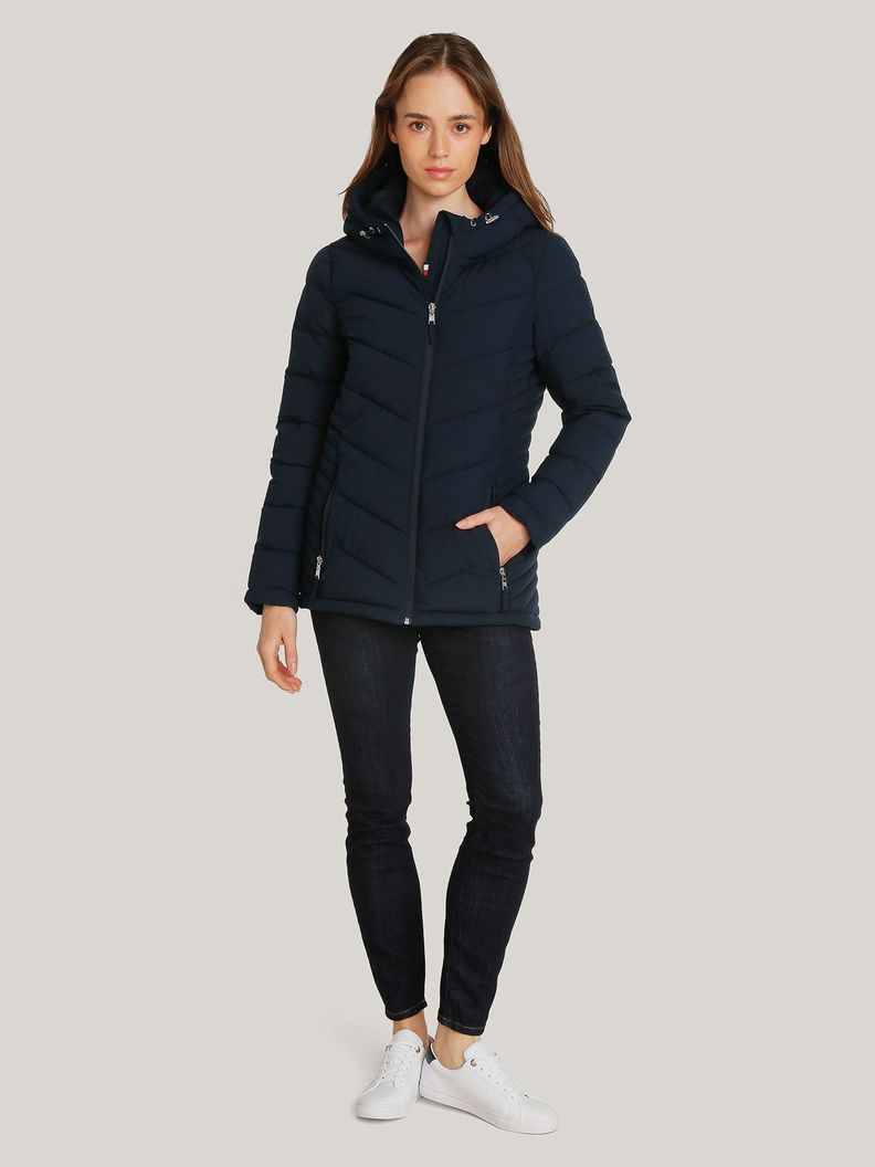 Parka Mujer Solid Acolchada Gorro Azul Tommy Hilfiger-1